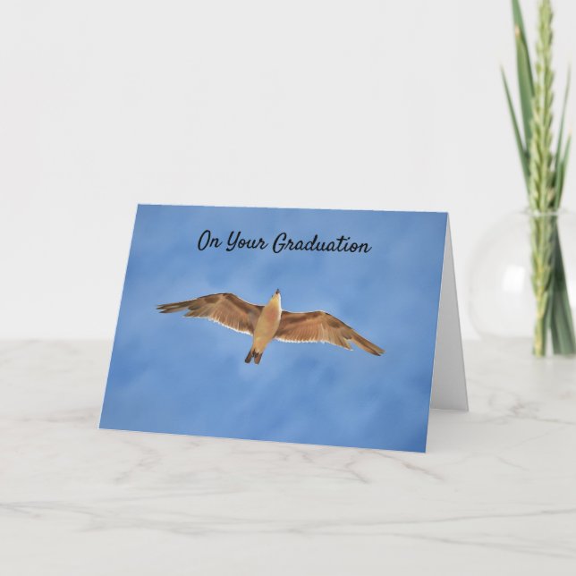 Tarjeta de graduación de aves marinas que vuelan e (Anverso)