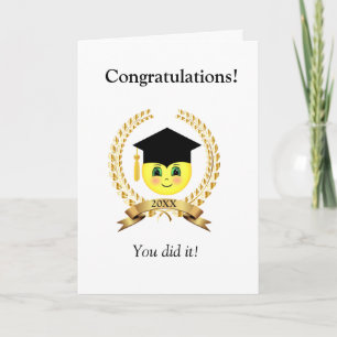 Tarjeta de Graduación de Cara Feliz y Laurel