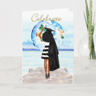 Tarjeta de graduación de Chica afroamericano
