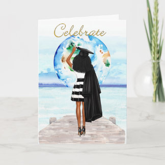 Tarjeta de graduación de Chica afroamericano