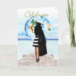 Tarjeta de graduación de Chica afroamericano