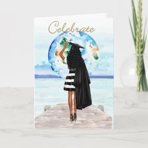 Tarjeta de graduación de Chica afroamericano