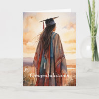Tarjeta de graduación de Chica nativo americano