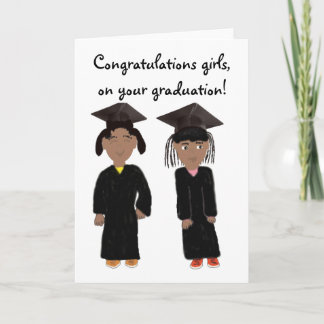 Tarjeta de graduación de chicas gemelos