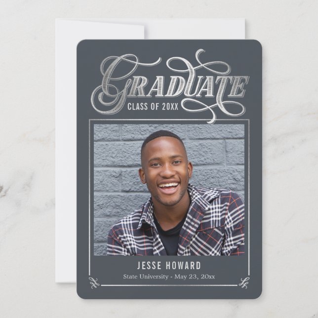 Tarjeta de graduación de color editable brillante  (Anverso)