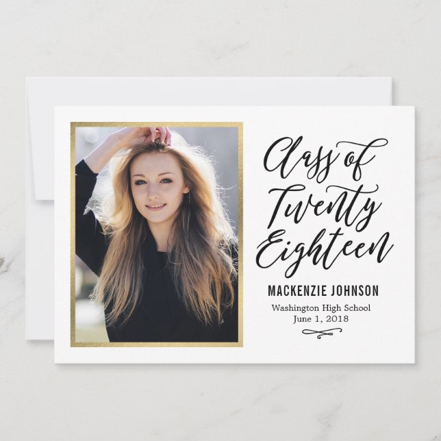 Tarjeta de graduación de color EDITABLE de escritu (Anverso)