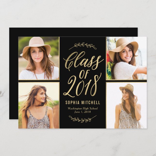 Tarjeta de graduación de color EDITABLE para ramas (Anverso / Reverso)