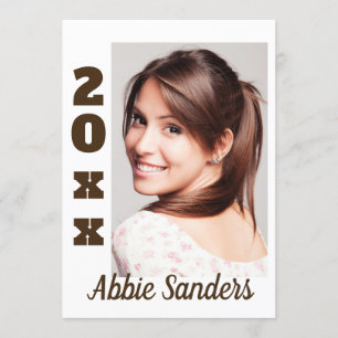 Tarjeta de graduación de color personalizado blanc