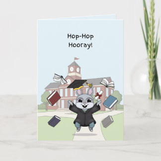 Tarjeta de graduación de conejito para niños | “Ho
