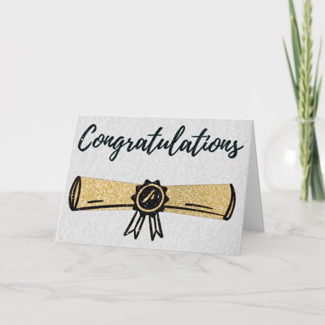 Tarjeta de graduación de diploma Purpurina de feli (Anverso)