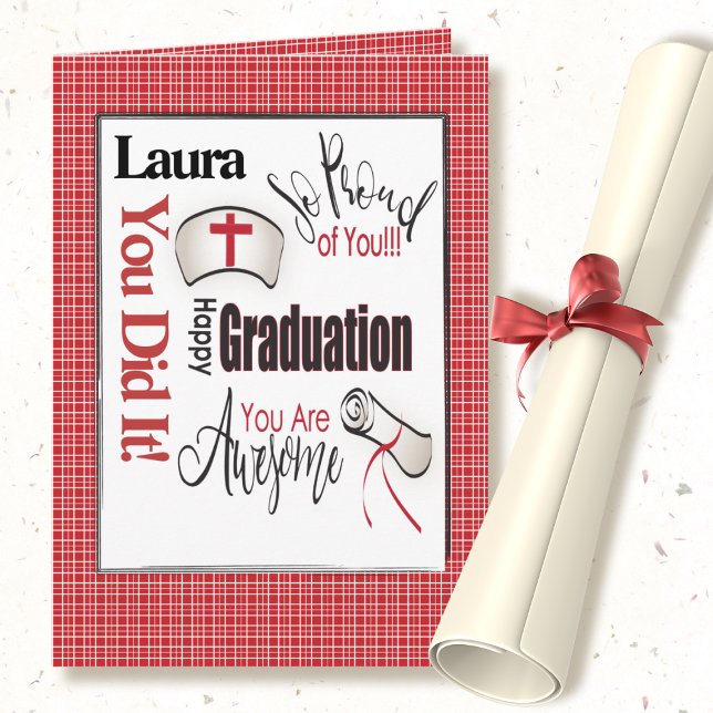 Tarjeta de graduación de enfermera moderna para pe (Subido por el creador)