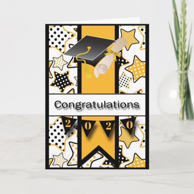 tarjeta de graduación de estrellas y diplomas (Anverso)