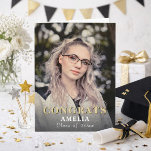 Tarjeta de graduación de foto completa de felicita
