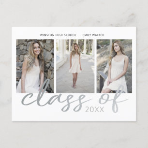 Tarjeta de graduación de foto con letra cursiva pl