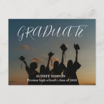 Tarjeta de graduación de foto de caligrafía modern