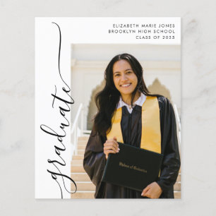 Tarjeta de Graduación de Foto de Graduado Minimali