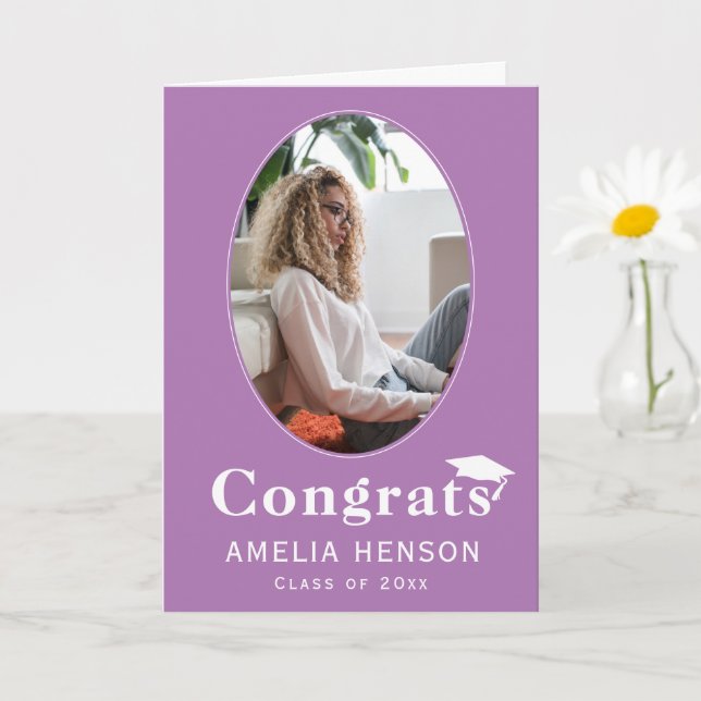 Tarjeta de graduación de foto de graduados de grad (Planta pequeña)