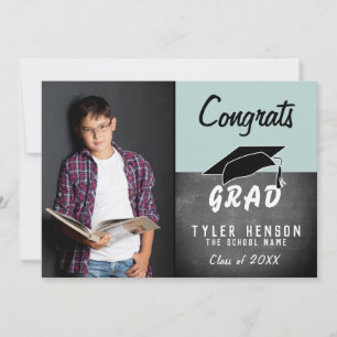 Tarjeta de graduación de foto en pizarra Congrats 