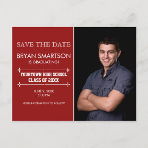 Tarjeta de graduación de foto personalizada roja p