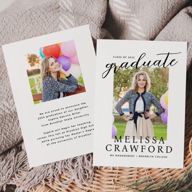 Tarjeta de graduación de fotografía de Moda simple (Subido por el creador)