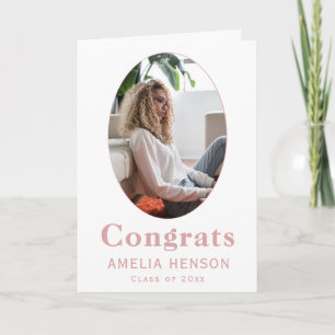 Tarjeta de graduación de fotografía rosa para grad