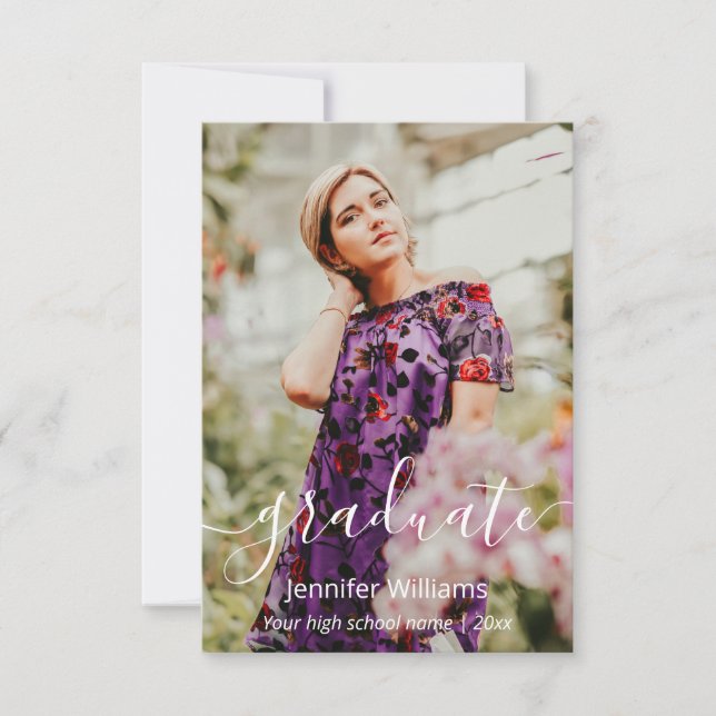 tarjeta de graduación de fotos de caligrafía de mo (Anverso)