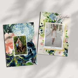 Tarjeta de graduación de fotos florales de Rubor a