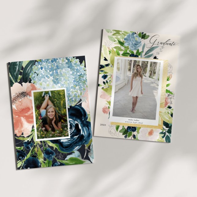 Tarjeta de graduación de fotos florales de Rubor a (Subido por el creador)