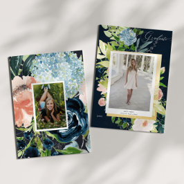 Tarjeta de graduación de fotos florales de Rubor a