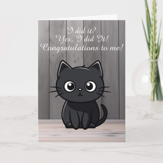 Tarjeta de graduación de gato negro más reciente (Anverso)