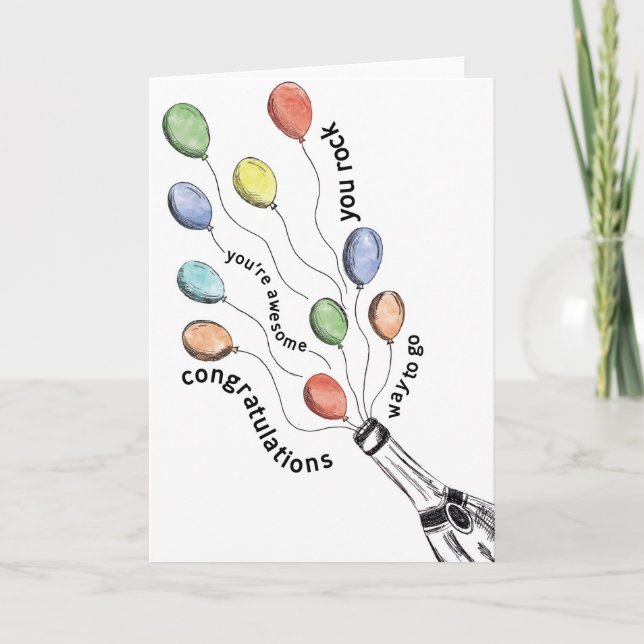 Tarjeta de graduación de globo o felicitaciones 5x (Anverso)