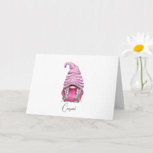 Tarjeta de graduación de Gnome Rosa Moda personali