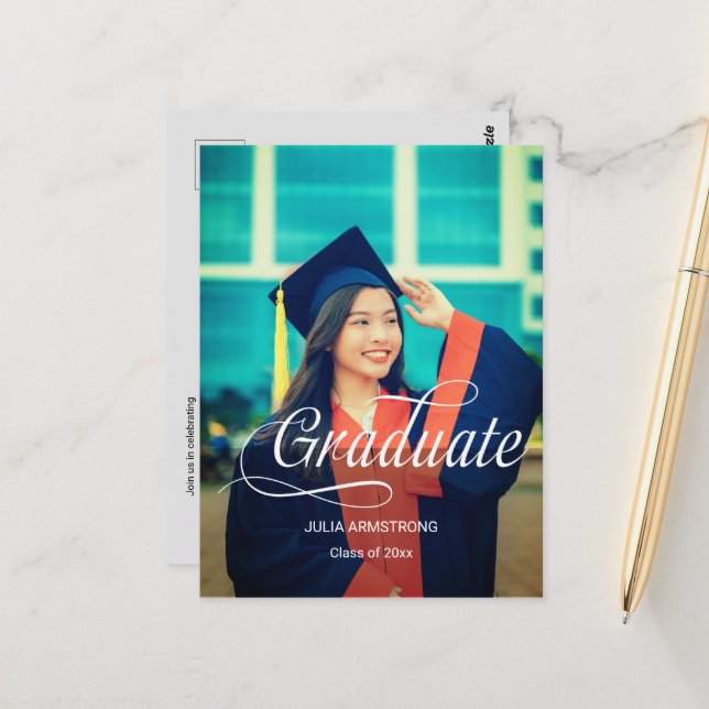 Tarjeta de graduación de guiones simple y simple d (Anverso/Reverso In Situ)