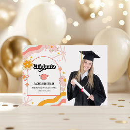 Tarjeta de graduación de hippie retro con foto