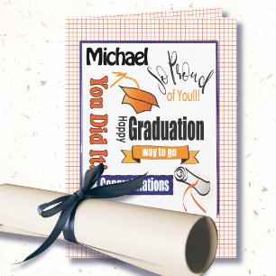 Tarjeta de graduación de Naranja personalizado pa