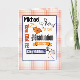 Tarjeta de graduación de Naranja personalizado par