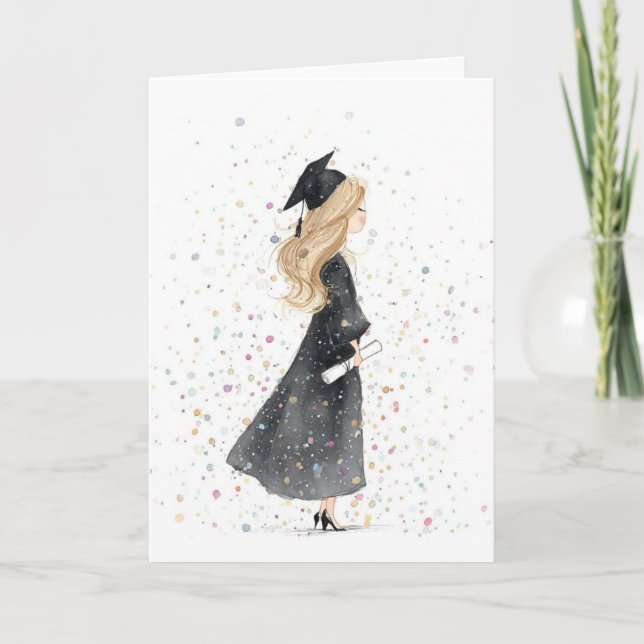Tarjeta de graduación de niña - Tarjeta doblada (Anverso)