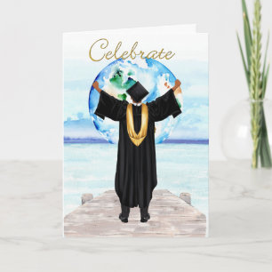 Tarjeta de graduación de niño afroamericano