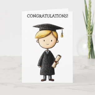 Tarjeta de graduación de niño rubio - Tarjeta dobl
