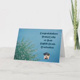 Tarjeta de graduación de octavo grado para Chica