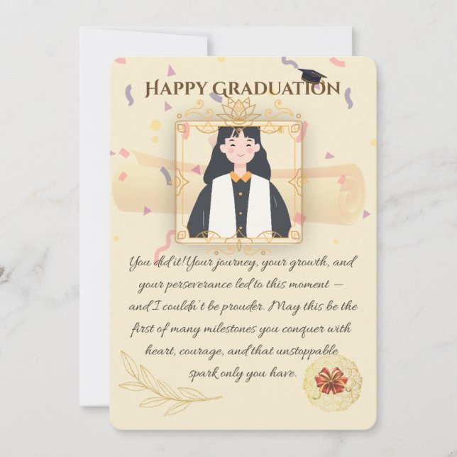 Tarjeta de graduación de oro elegante (Anverso)