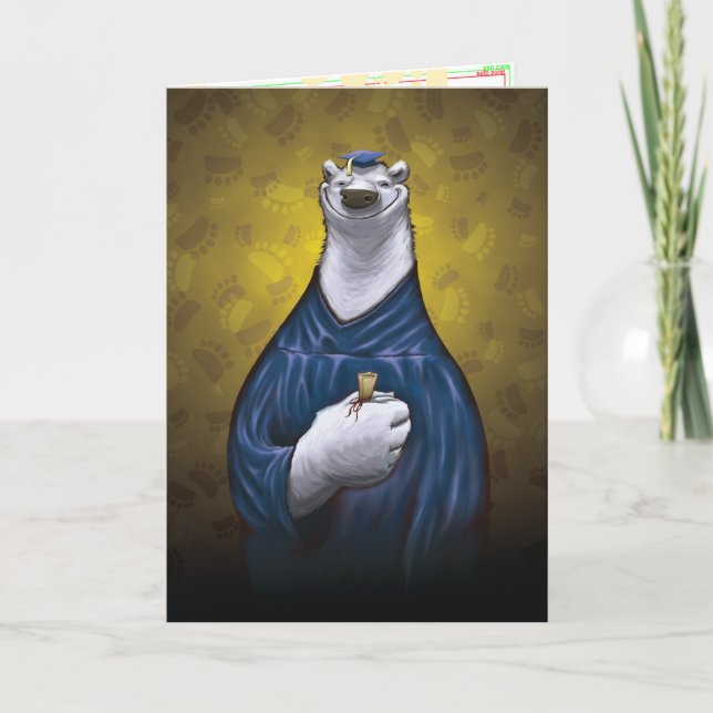 Tarjeta de graduación de oso polar azul (Anverso)
