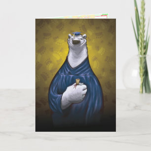 Tarjeta de graduación de oso polar azul