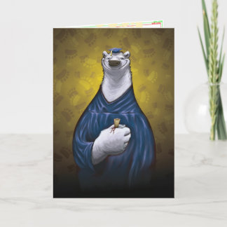 Tarjeta de graduación de oso polar azul