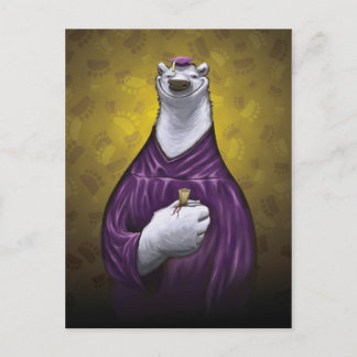 Tarjeta de graduación de oso polar morada