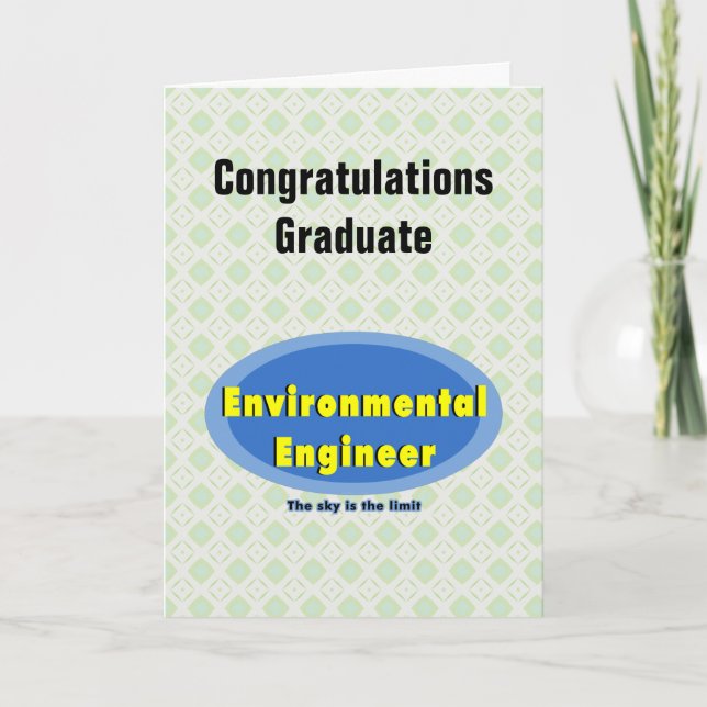 Tarjeta de graduación de Oval azul de ingeniero am (Anverso)