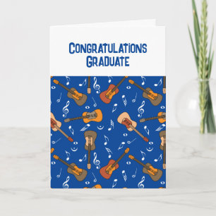 Tarjeta de graduación de patrón Guitar Music Notes