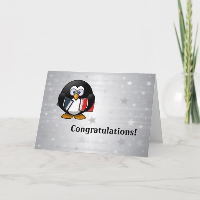 Tarjeta de graduación de pingüino (Anverso)