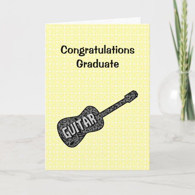 Tarjeta de graduación de texto Guitar Music Notes (Anverso)