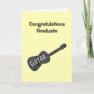 Tarjeta de graduación de texto Guitar Music Notes
